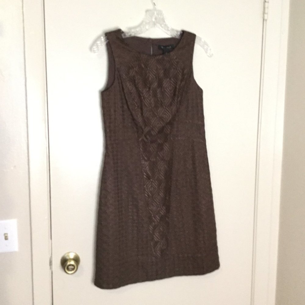 WHBM Espresso Brown Textured Shift Dress